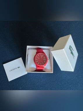Lacoste Red Sport Silicone Strap Watch, unisex but listed under men’s🐊comfy&cool